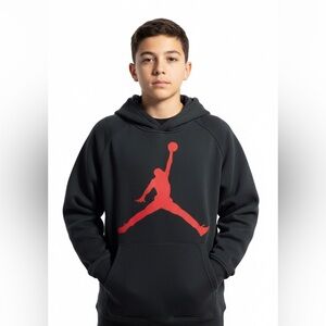 Nike Jordan Black Basketball Sporty Cozy Sweats Pullover Hoodie Youth Large